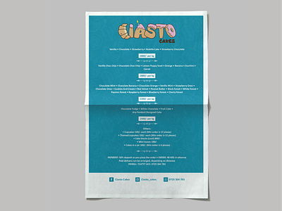 Ciasto Cakes Price List design menu design poster price list