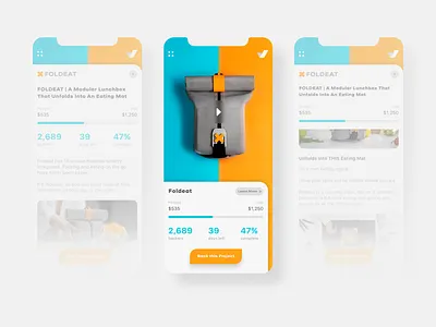 Crowdfunding Campaign app card challenge concept crowdfunding crowdfunding campaign dailyui design donate foldeat lunch lunchbox progressbar screen ui uichallenge ux