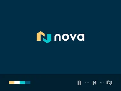 nova abstract branding builders building clever construction flat icon identity letter logo mark minimal n negativespace typeface