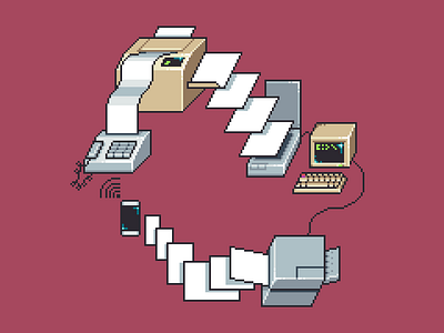 Document Flow 16 bit 8 bit 80s 90s icon illustration pixel art retro