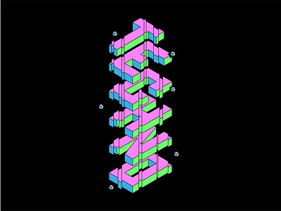 Isometric Techno Text building blocks illustration illustrator isometric minimal music neon old skool retro retrowave simple synthwave techno vector vectorart