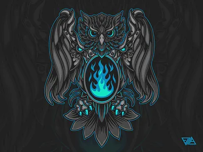 Bird Ornament Illustration animal apparel art artwork badge branding design emblem falcon fire flame illustration logo ornament owl pattern poster tshirt vector vintage