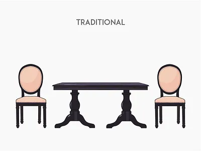 Traditional chair flat furniture illustration traditional vector