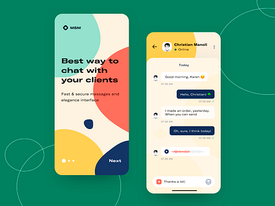 MSM - Chat App Concept arounda chat clean concept illustration messenger mobile onboarding sketch typography ui vector web design