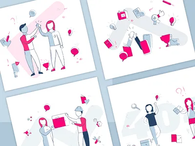 Product Illustrations - Thrive 404page characters coffee icons illustration illustrations illustrator onboarding people people illustration staff workers