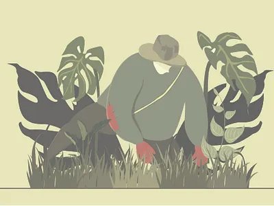 Monochrome Gardener character graphic illustration vector