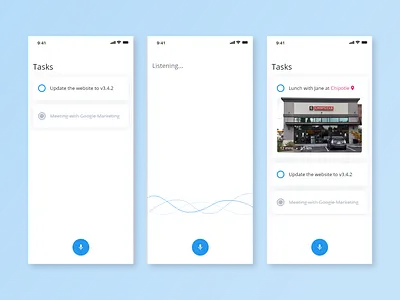 Voice command task app app design minimal ui ux web website
