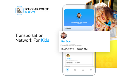 Scholar Route - Transportation Network for Kids android app branding children creative driver illustration ios map parents school tracking transportation ui uidesign ux