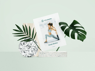 Viva Ananda brand branding design icon illustration logo logotype logotypedesign mock up mockup typography vector yoga