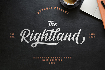 Rightland - Modern Bold Script branding calligraphy calligraphy font design font font design fonts graphic design hand drawn handmade font handwriting font lettering logo font script font signature font typeface typefaces typography vintage font vintage fonts