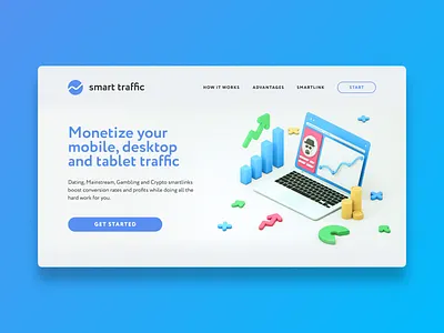 Smart Traffic Landing Page c4d concept finance illustration landing octane render traffic ui ux