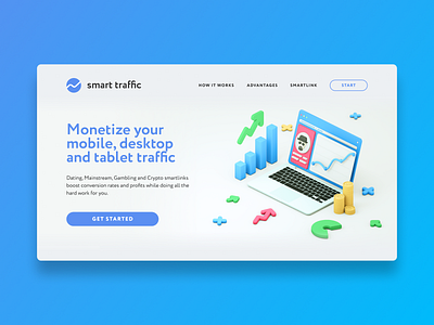 Smart Traffic Landing Page c4d concept finance illustration landing octane render traffic ui ux