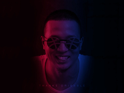Thanks dribbble blue design dribbble photoshop red