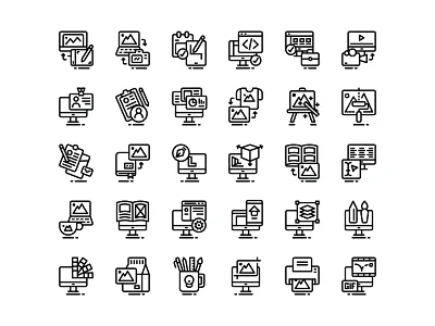 Design Tools Line Icon Set design icon icon design icon set iconography illustrator tool
