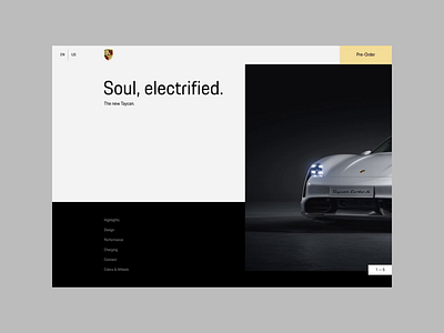 Taycan - Desktop car design digital luxury motion product prosche taycan ui