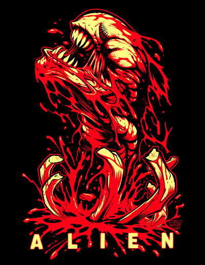 ALIEN: CHESTBURSTER alien blood horror horror art horror movie monster movie art t shirt design