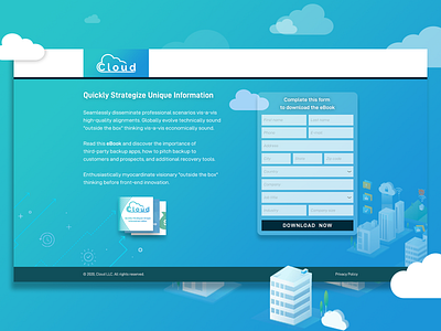 Cloud landing page city cta design form landing text ui ux web