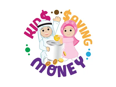 Qatari Kids saving Money arab boy coins girl kids logo money qatari saving