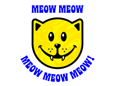 MEOW MEOW blimey blue cat smiley face vector yellow