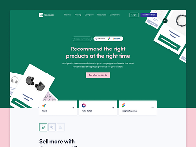 Product recommendations with Sleeknote branding colorful design figma landing page minimal minimalist product product design ui ux web website