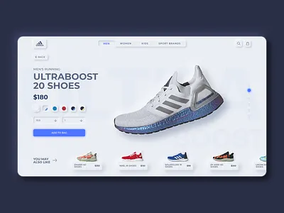 Adidas Product Page - Neumorphism Concept Design clear design design trends neumorphic neumorphism onepage product page shoes skeumorphism ui uidesign ux uxui web webdesign website