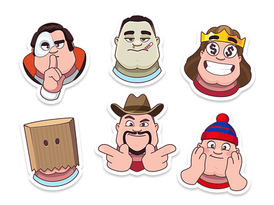 WordsApp Stickers avatar casual character cowboy emotion face game hat icon illustration kingdom male man mask secret shy sick smile sticker stickers