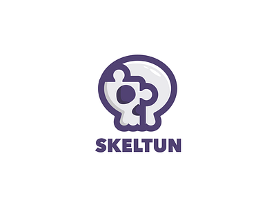 Logo SKELTUN app branding design flat design framework golang icon illustration illustrator logo modern design puzzle skeleton typography ui vector