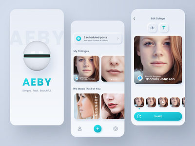 Aeby App aesthetic app app design application clen dropshadow editor gradient interface ios light mobile neomorphism shadows skeumorphism trendy uidesign user interface ux uxui