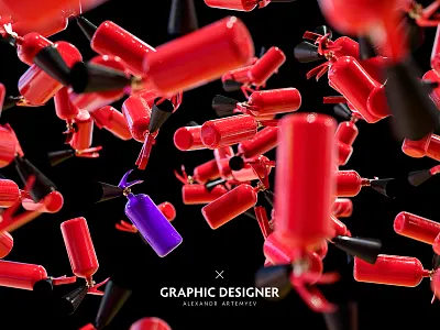 Extinguisher 3d branding c4d cinema4d composition design extinguisher fashion illustration octane purple red