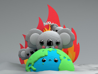 HELP ME!🐨💛 animal animation australia character design digitalart dribbble fire firefighter flat forestfire fundraiser graphic illustration koala nature pray simple texture wildlife