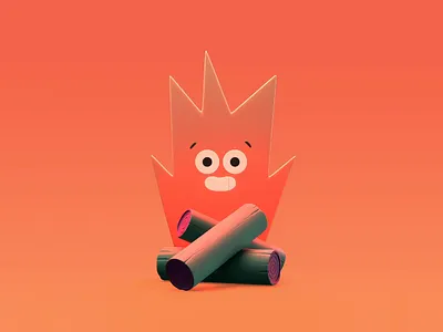 Camping Giphy insta stickers 3d 3d character animated gif animation cgi fire loop life made by radio