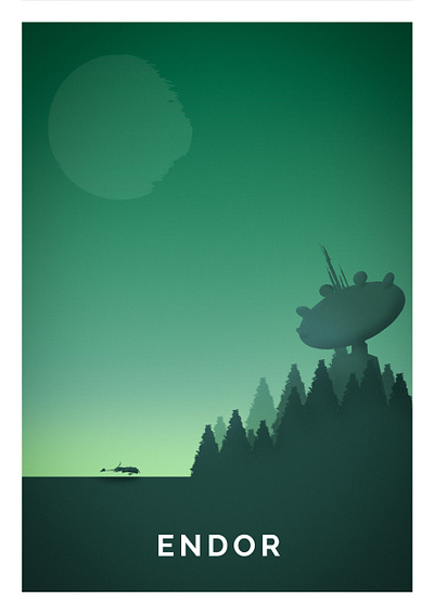 Star Wars inspired Endor Poster Art art design digital art endor graphic design illustration minimalist movie poster space star wars star wars art