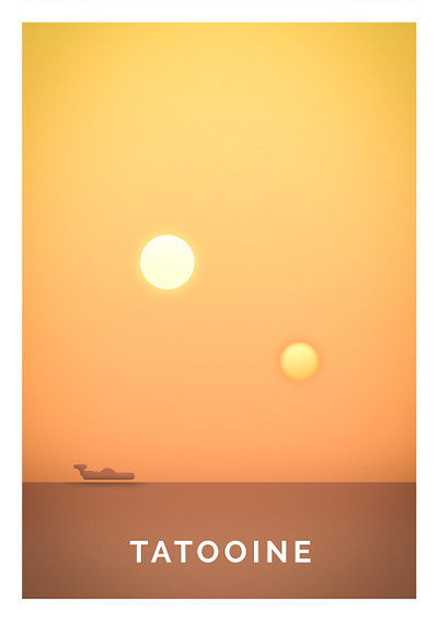 Star Wars inspired Tatooine Poster Art art design graphic design illustration minimalist movie poster star wars star wars art starwars tatooine