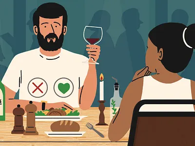 Date Night character digital editorial folioart food humour illustration michael parkin