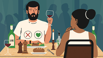 Date Night character digital editorial folioart food humour illustration michael parkin