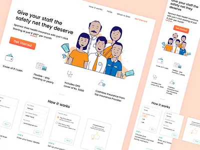 Landing Page for Benefits App branding clean dailyui design homepage icons illustration landing landing page lineicon typography ui ux webdesign website