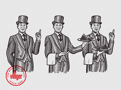 Villiger Cigar Butler barmen butler character cigar illustration tobacco vector vintage