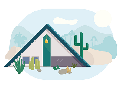 Palm Springs architecture cactus construction contemporary desert design home house housing icon illustration interior design logo mid century mid century modern modern palm springs ui ux vector