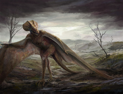 Noided Dragon art concept concept art creature dark dragon fantasy illustration landscape painting