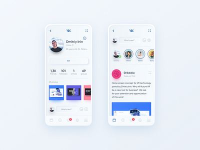 Concept App / VK app design figma ios iphone minimalism neumorphic neumorphism typography ui ux vk