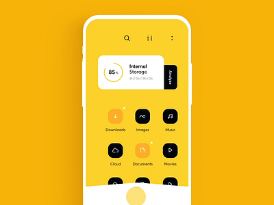 File Explorer App Interaction app archive cuberto download explore file finder graphics icons illustration ios mobile slider ui ux yellow