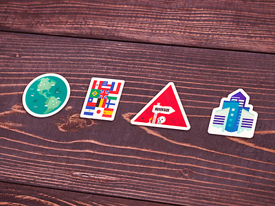 Some stickers adventure city earth flags illustration sticker vector