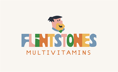 Flintstones Logo Concept branding cartoons flintstones vitamins illustration retro texture typography vintage vitamins