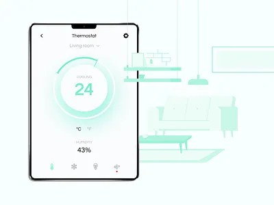 DAILY UI 021 - HOME MONITORING app design cooling daily ui dailyui design graphic home home monitoring illustration ipad ipad app ipad pro living room monitoring monitoring dashboard thermostat ui ui design ui ux ux