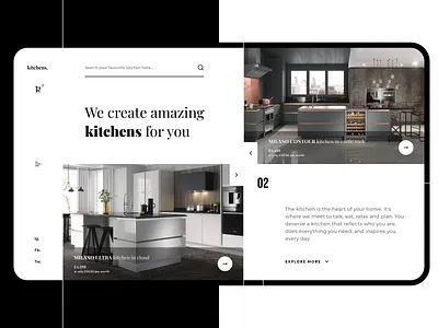 Practice #1 - Kitchens shop main page branding clean clean design clean ui design figma interface kitchen typography ui ux web website
