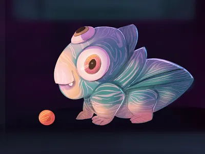 Baby Creech 3 eyes bug creature digital art digital illustration digital painting dinosaur fantasy insect lighting marble raster whimsical