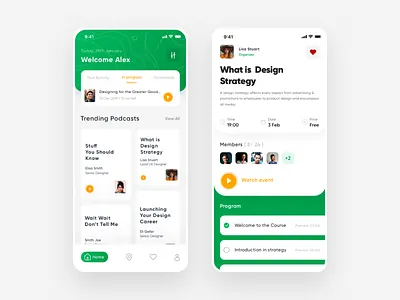 Event app booking clean design clean ui concept design event app green interface main page mobile mobile app design mobile design product design ui ui ux design white