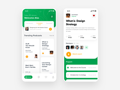 Event app booking clean design clean ui concept design event app green interface main page mobile mobile app design mobile design product design ui ui ux design white