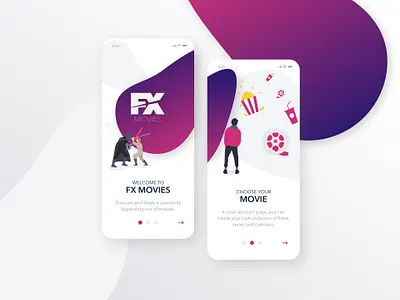 Movie App - Welcome Screens | Ruben Cespedes clean design clean ui design design concept minimalism minimalistic mobile app mobile app design mobile application mobile ui ui ui ux ui design web welcome screen