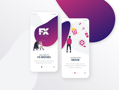 Movie App - Welcome Screens | Ruben Cespedes clean design clean ui design design concept minimalism minimalistic mobile app mobile app design mobile application mobile ui ui ui ux ui design web welcome screen